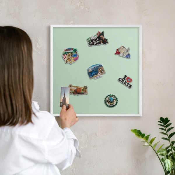 Magnetisch bord voor de muur met witte lijst Mintgroen