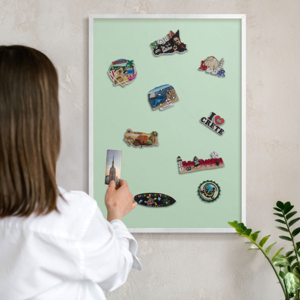 Magnetisch bord voor de muur met witte lijst Mintgroen