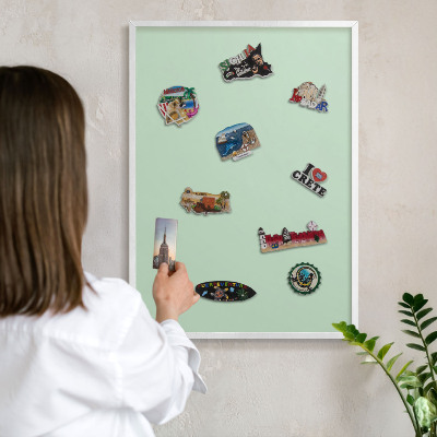 Magnetisch bord voor de muur met witte lijst Mintgroen