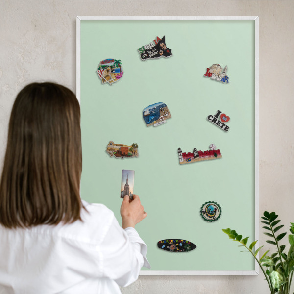 Magnetisch bord voor de muur met witte lijst Mintgroen