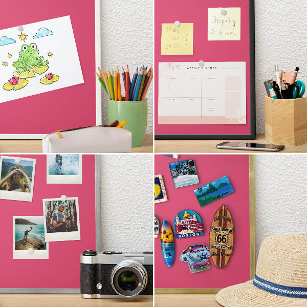 Magnetisch bord voor de muur met witte lijst Energie roze