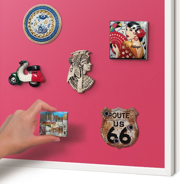 Magnetisch bord voor de muur met witte lijst Energie roze