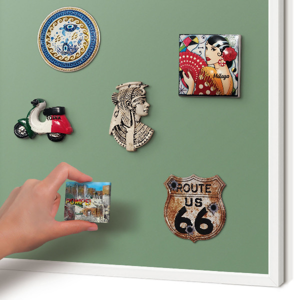 Magnetisch bord voor de muur met witte lijst Gedempt groen