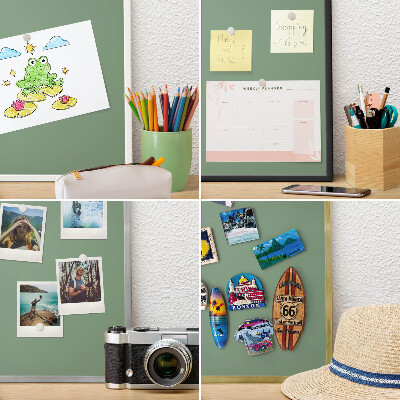 Magnetisch bord voor de muur met witte lijst Gedempt groen