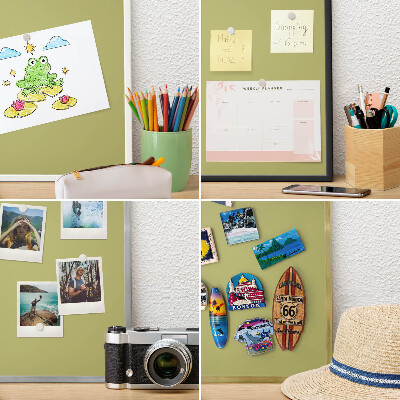 Magnetisch bord voor de muur met witte lijst Groene vintage