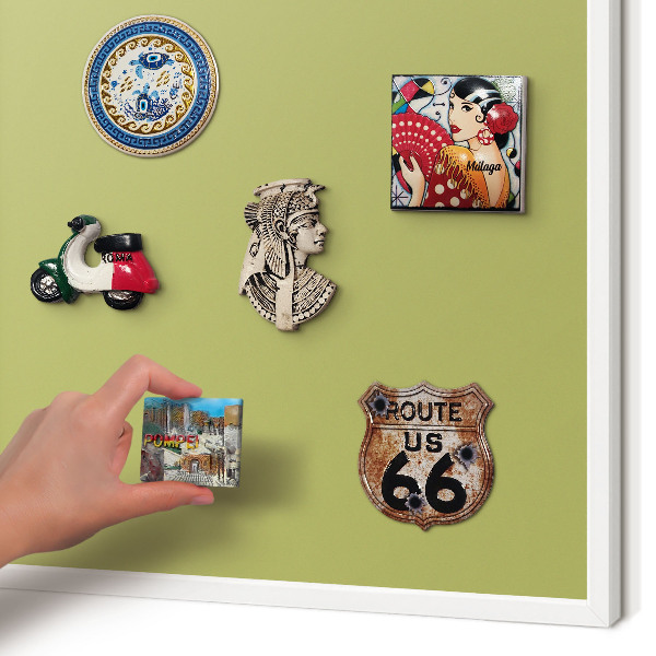 Magnetisch bord voor de muur met witte lijst Groene vintage