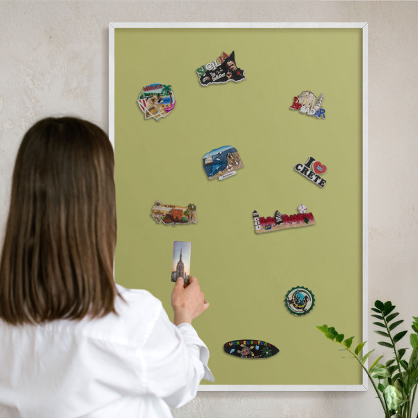 Magnetisch bord voor de muur met witte lijst Groene vintage