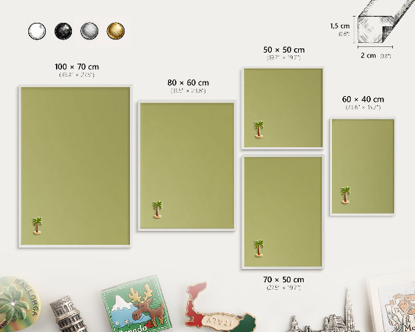 Magnetisch bord voor de muur met witte lijst Groene vintage