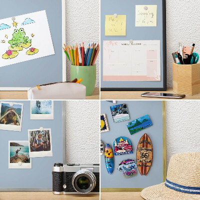 Magnetisch bord voor de muur met witte lijst Pastelblauw