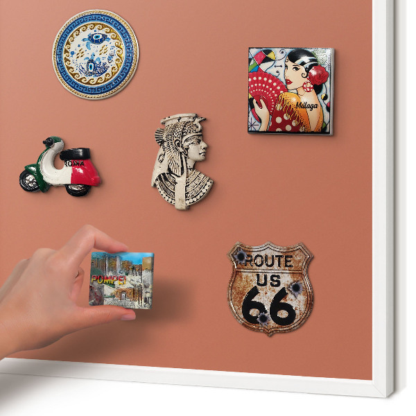 Magnetisch bord voor de muur met witte lijst Baksteenkleur