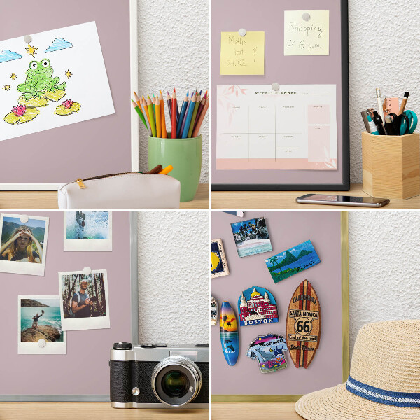 Magnetisch bord voor de muur met witte lijst Pastel lila