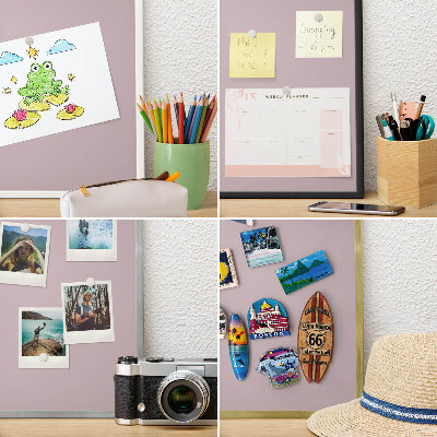 Magnetisch bord voor de muur met witte lijst Pastel lila