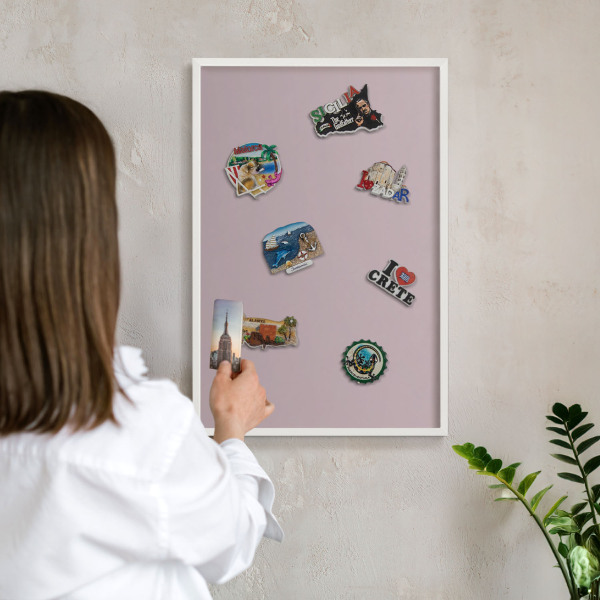 Magnetisch bord voor de muur met witte lijst Pastel lila