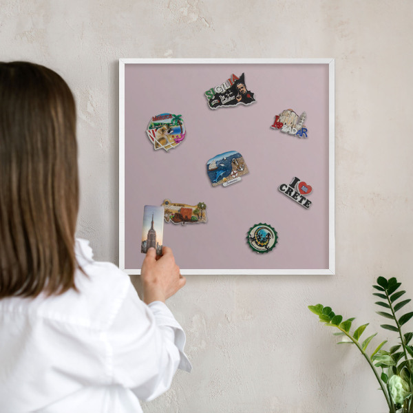 Magnetisch bord voor de muur met witte lijst Pastel lila