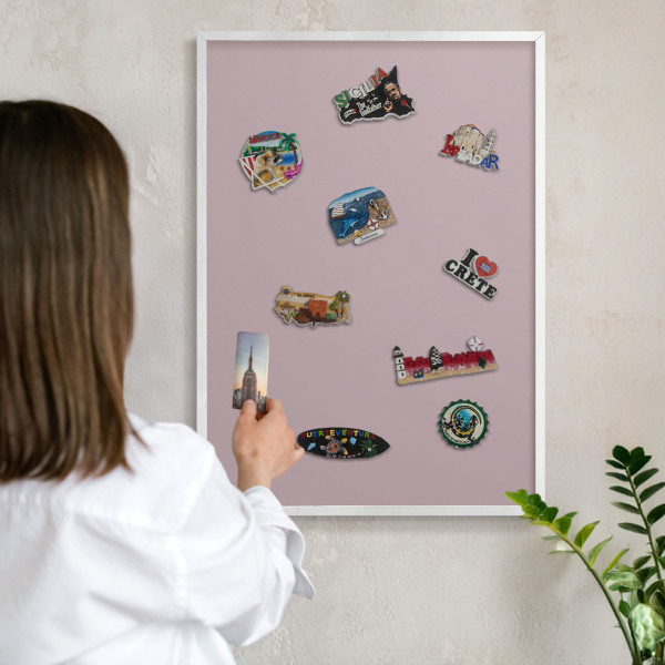 Magnetisch bord voor de muur met witte lijst Pastel lila