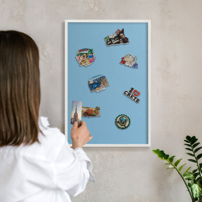 Magnetisch bord voor de muur met witte lijst Blauwe kleur