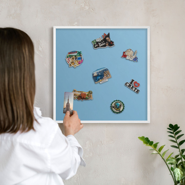 Magnetisch bord voor de muur met witte lijst Blauwe kleur
