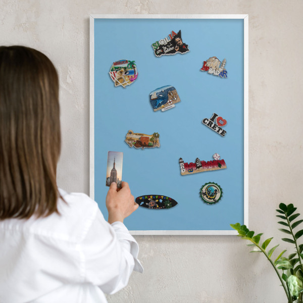 Magnetisch bord voor de muur met witte lijst Blauwe kleur