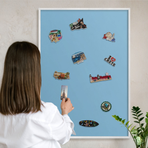 Magnetisch bord voor de muur met witte lijst Blauwe kleur