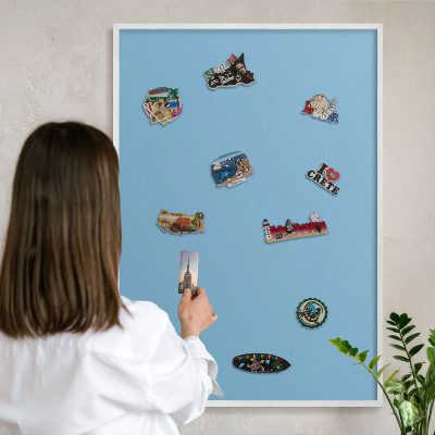 Magnetisch bord voor de muur met witte lijst Blauwe kleur