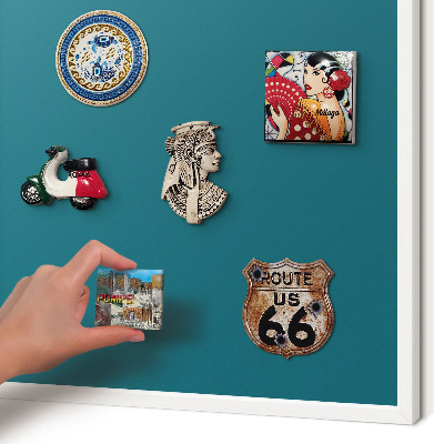 Magnetisch bord voor de muur met witte lijst Donker turkoois