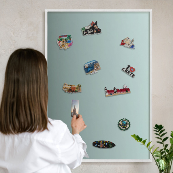 Magnetisch bord voor de muur met witte lijst Turkooizen kleurovergang
