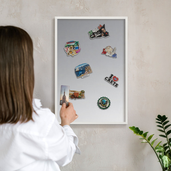 Magnetisch bord voor de muur met witte lijst Grijze gradiënt