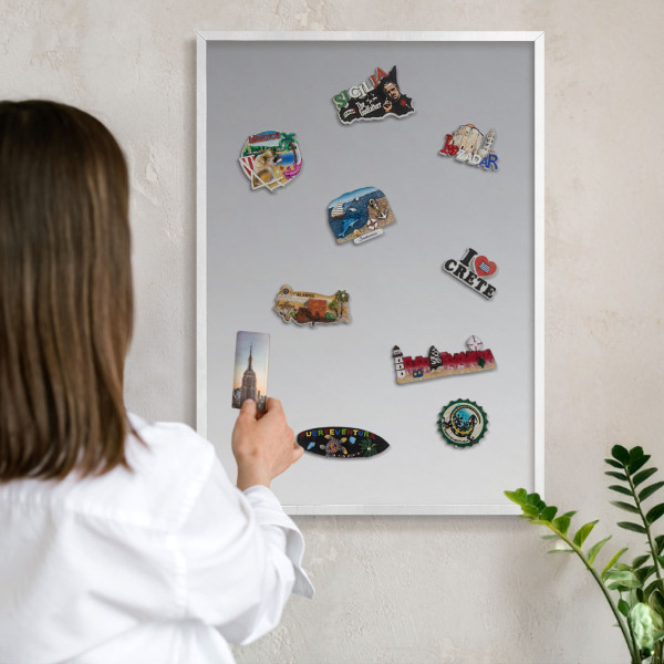 Magnetisch bord voor de muur met witte lijst Grijze gradiënt