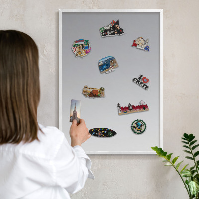 Magnetisch bord voor de muur met witte lijst Grijze gradiënt