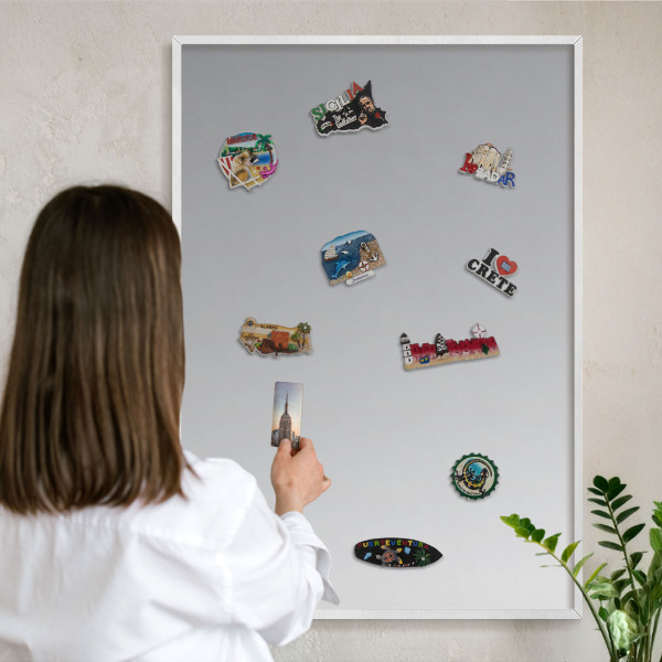 Magnetisch bord voor de muur met witte lijst Grijze gradiënt