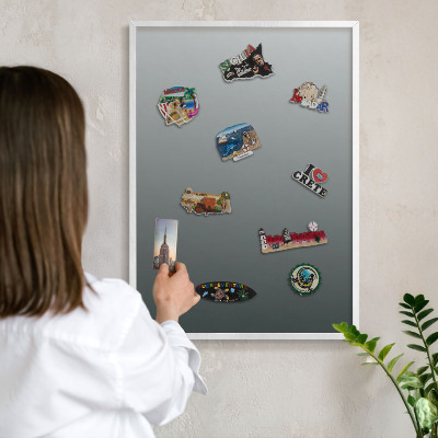 Magnetisch bord van metaal in een witte lijst Blauwe gradiënt
