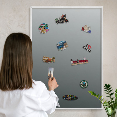 Magnetisch bord van metaal in een witte lijst Blauwe gradiënt