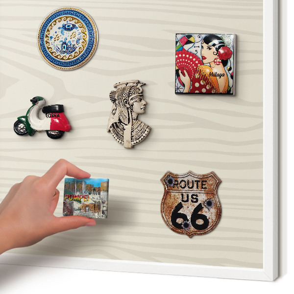 Magnetisch bord voor de muur met witte lijst Houten ringen