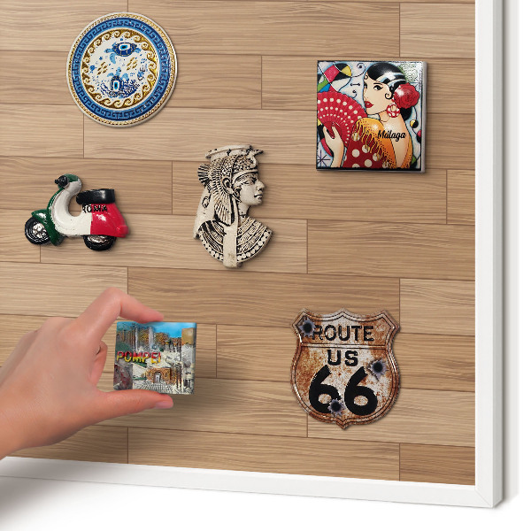 Magnetisch bord van metaal in een witte lijst Houten patroon