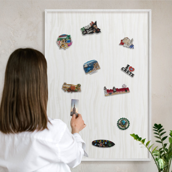 Magnetisch bord voor de muur met witte lijst Harmonie van lijnen