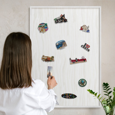 Magnetisch bord voor de muur met witte lijst Harmonie van lijnen