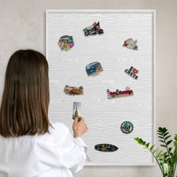Magnetisch bord voor de muur met witte lijst Houten patroon