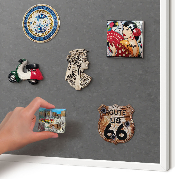 Magnetisch bord van metaal in een witte lijst Grijze textuur
