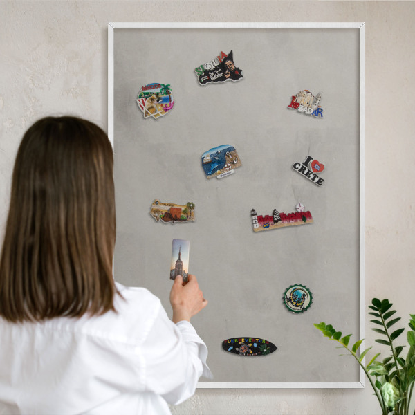 Magnetisch bord voor de muur met witte lijst Grijze achtergrond