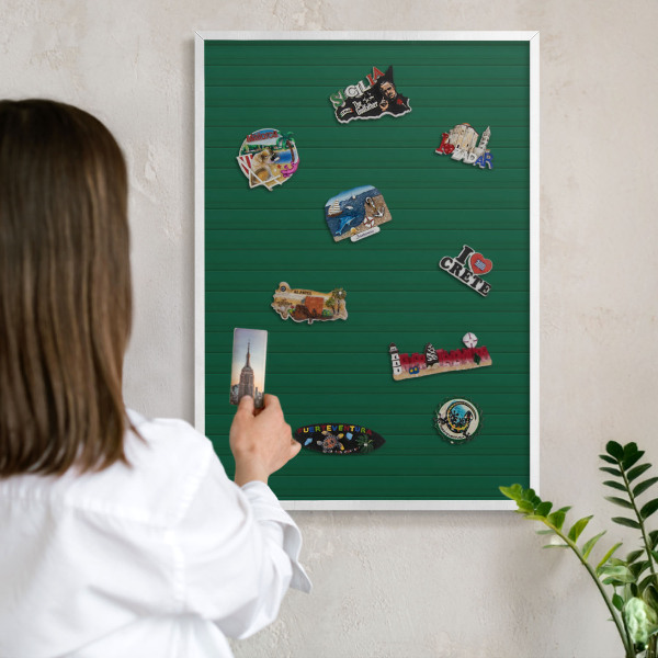 Magnetisch bord voor de muur met witte lijst Groene strepen