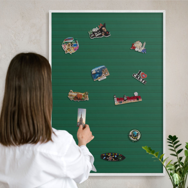 Magnetisch bord voor de muur met witte lijst Groene strepen
