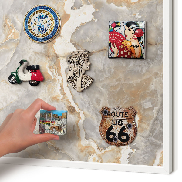 Magnetisch bord voor de muur met witte lijst Marmeren elegantie