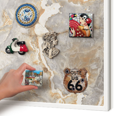 Magnetisch bord voor de muur met witte lijst Marmeren elegantie