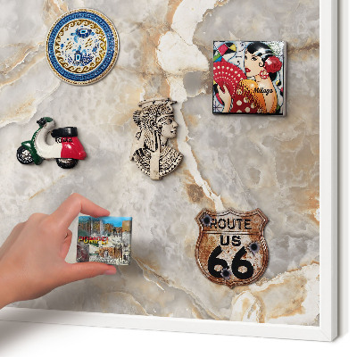 Magnetisch bord voor de muur met witte lijst Marmeren elegantie