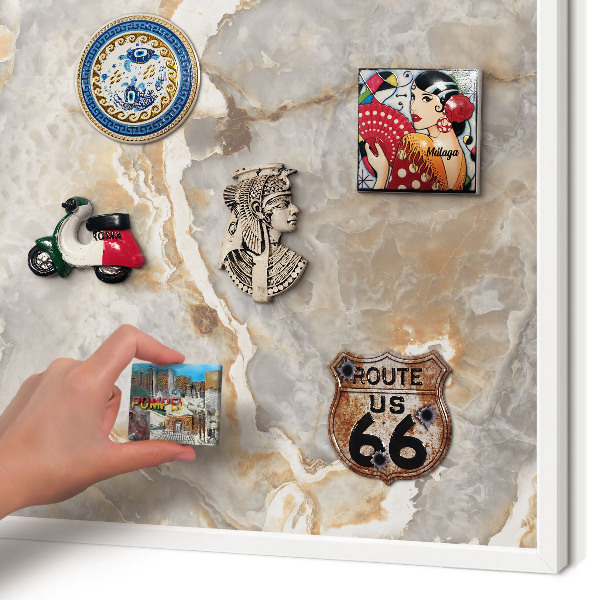 Magnetisch bord voor de muur met witte lijst Marmeren elegantie