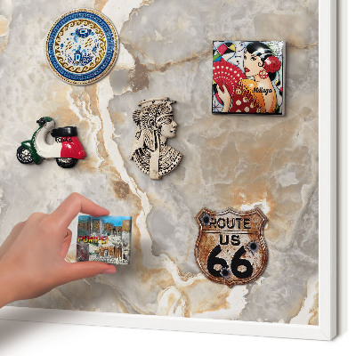 Magnetisch bord voor de muur met witte lijst Marmeren elegantie