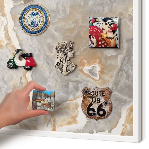 Magnetisch bord voor de muur met witte lijst Marmeren elegantie