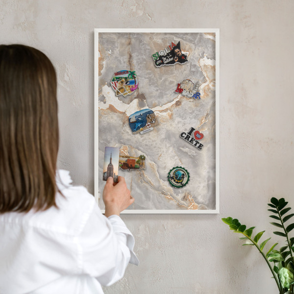 Magnetisch bord voor de muur met witte lijst Marmeren elegantie