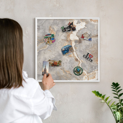 Magnetisch bord voor de muur met witte lijst Marmeren elegantie