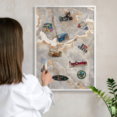 Magnetisch bord voor de muur met witte lijst Marmeren elegantie